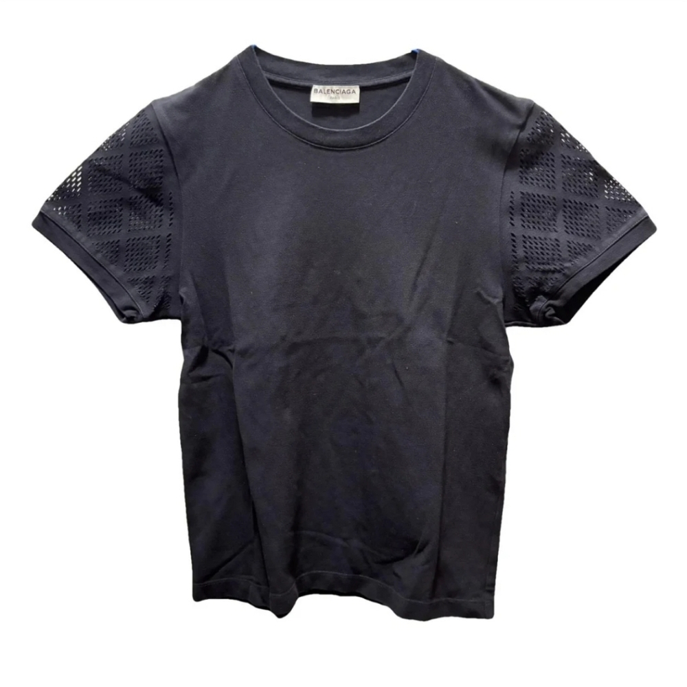 Balenciaga Black Tee With Detail Shoulder